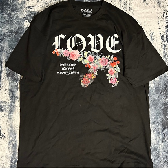 BNWOT Kodak Brand LOVE Apparel Black Flower Shirt Size XXL - Picture 1 of 2